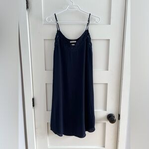 Aritzia Babaton embroidered lined slip midi navy dress size XXS